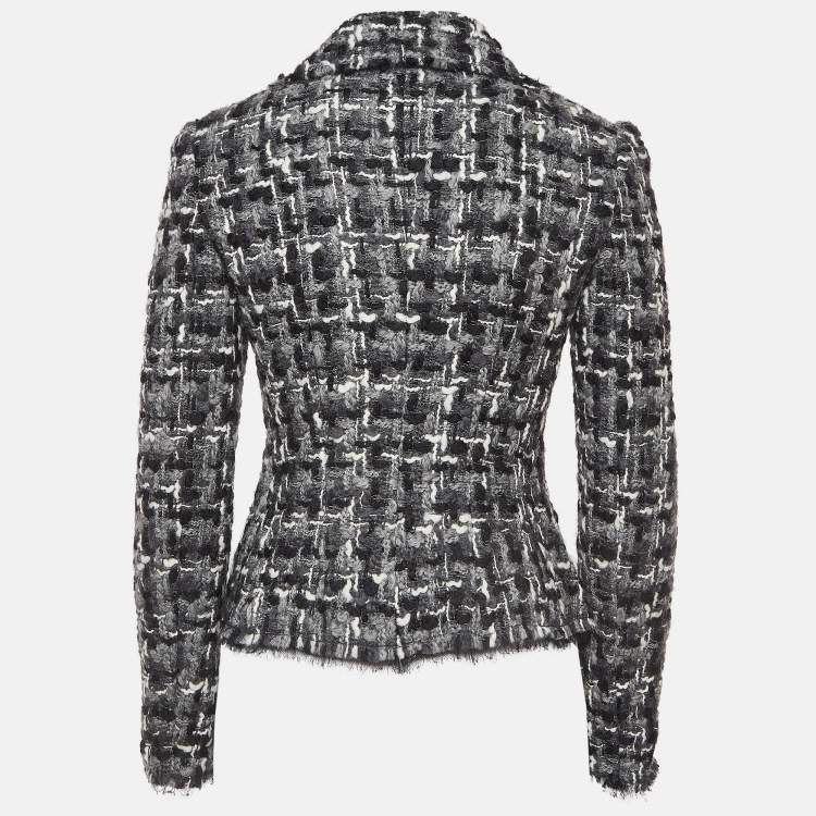 Pre Owned Dolce & Gabbana Monochrome Tweed Double Breasted Blazer S