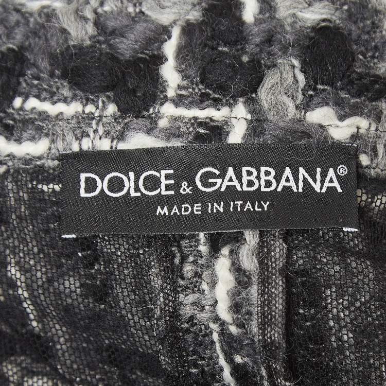 Pre Owned Dolce & Gabbana Monochrome Tweed Double Breasted Blazer S