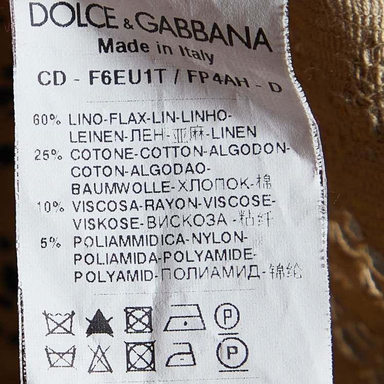 Pre Owned Dolce & Gabbana Beige Floral Print Linen & Lace Sleeveless Dress M