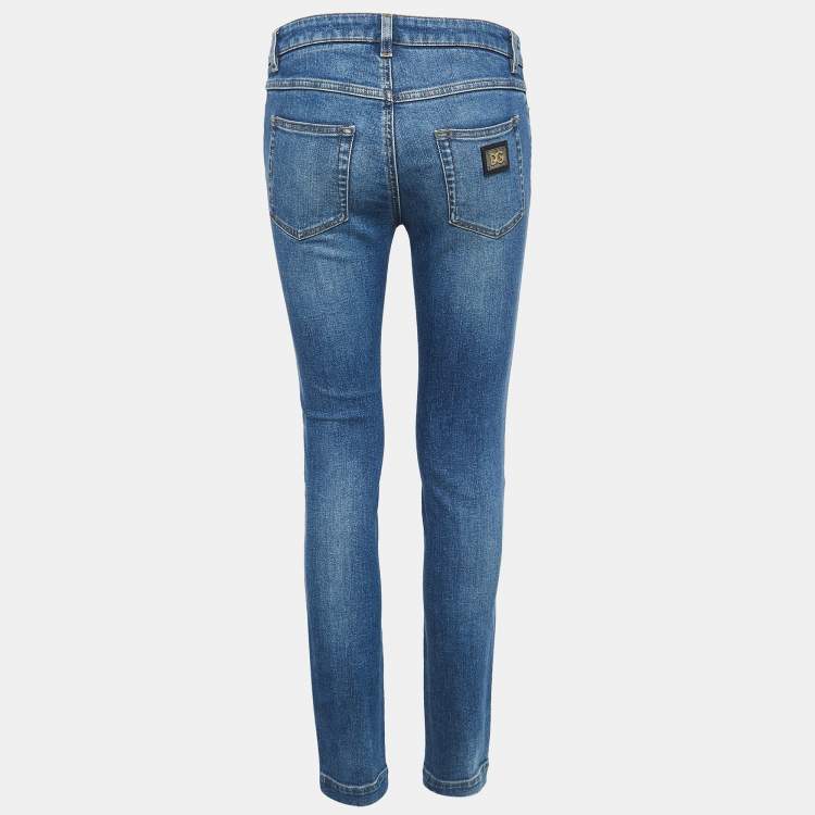 Pre Owned Dolce & Gabbana Blue Distressed Denim Jeans S Waist 28"