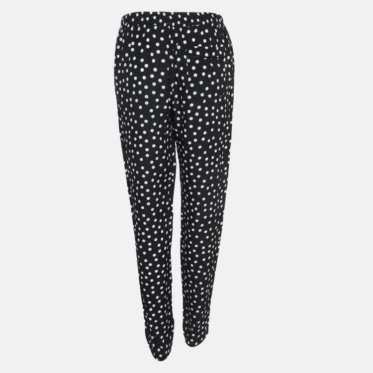Pre Owned Dolce & Gabbana Monochrome Polka Dot Silk Pants M