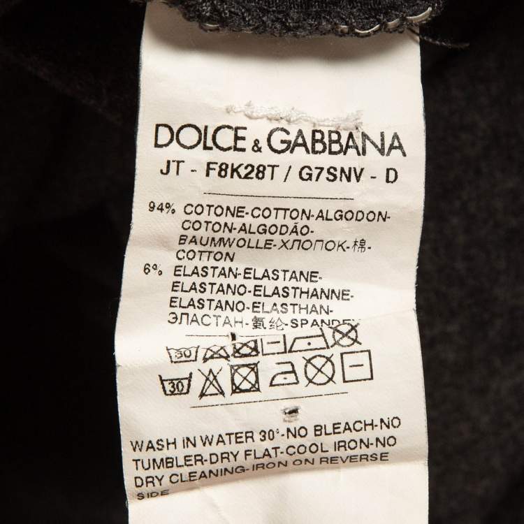 Pre Owned Dolce & Gabbana Grey Applique Cotton T-Shirt XS