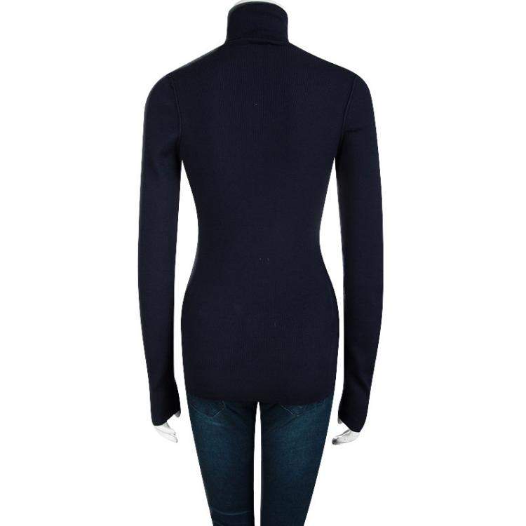 Pre Owned Dolce & Gabbana Navy Blue Ribbed Knit Turtleneck Sweater M