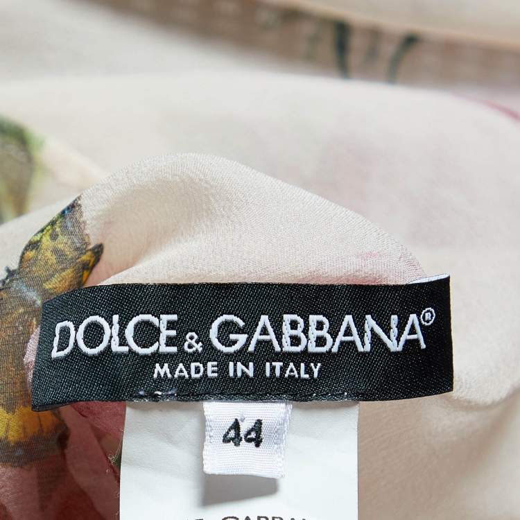 Pre Owned Dolce & Gabbana Pink Floral Print Silk Sheer Blouse M