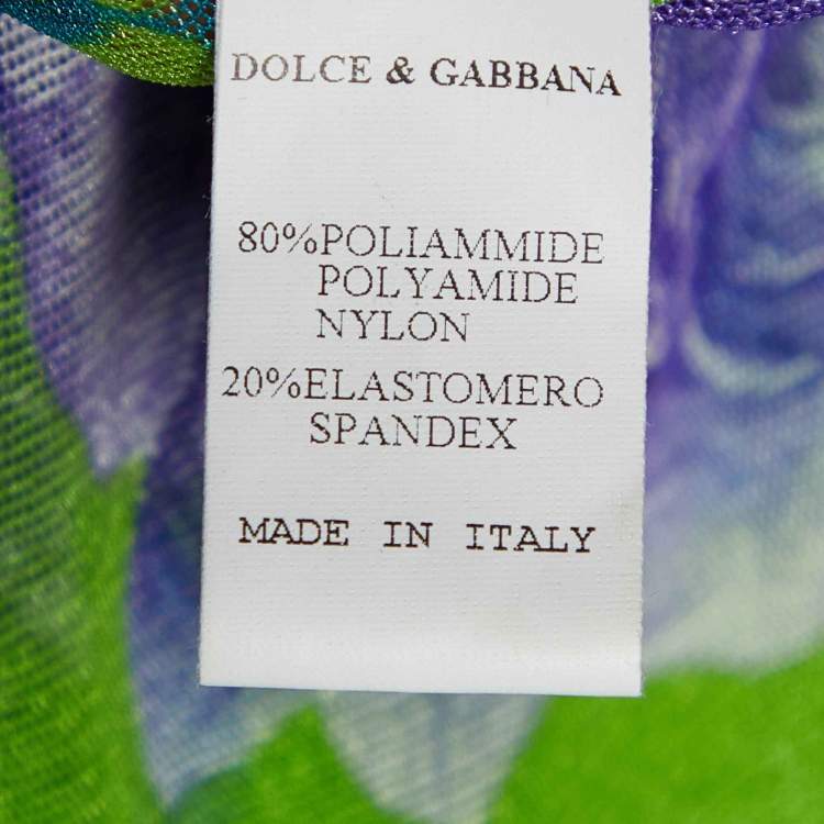 Pre Owned Dolce & Gabbana Intimo Green Floral Print Sheer Top S
