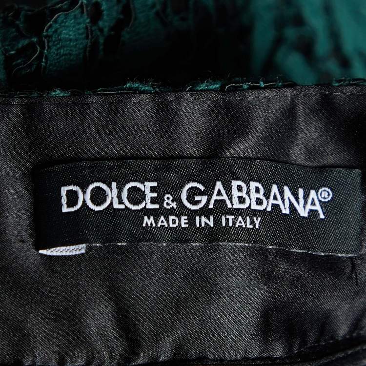 Pre Owned Dolce & Gabbana Dark Green Lace Flared Trousers S