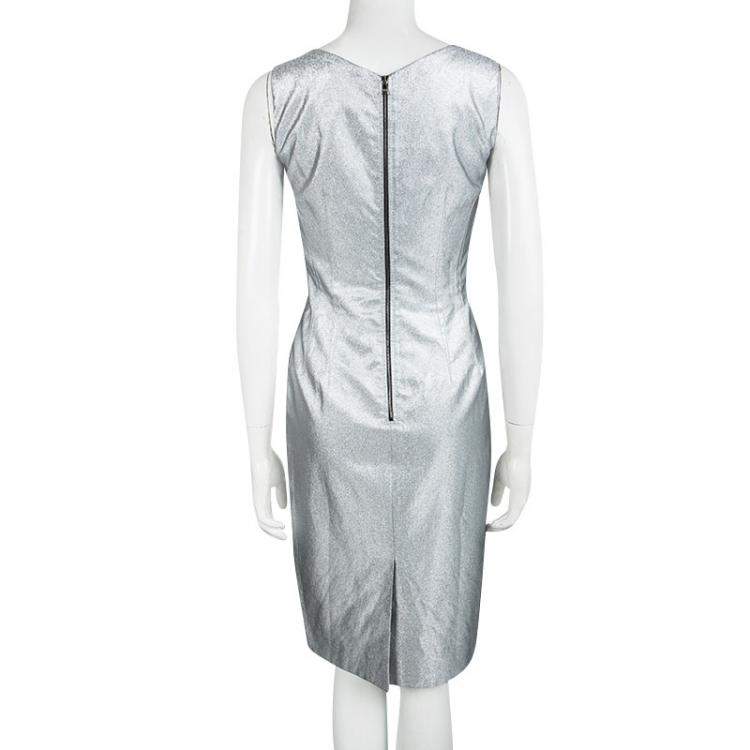 Pre Owned Dolce & Gabbana Silver Sleeveless Sheath Dress S