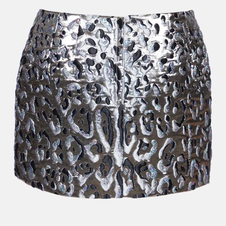 Pre Owned Dolce & Gabbana Metallic Animal Pattern Lurex Mini Skirt M