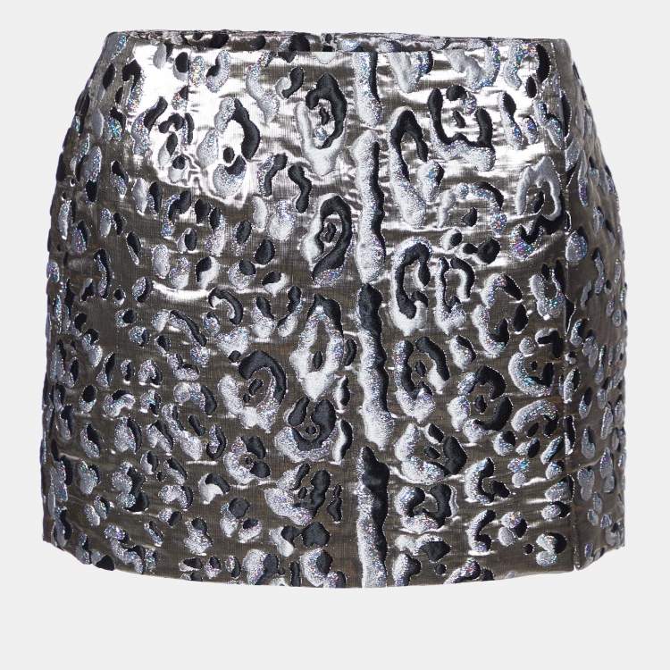 Pre Owned Dolce & Gabbana Metallic Animal Pattern Lurex Mini Skirt M