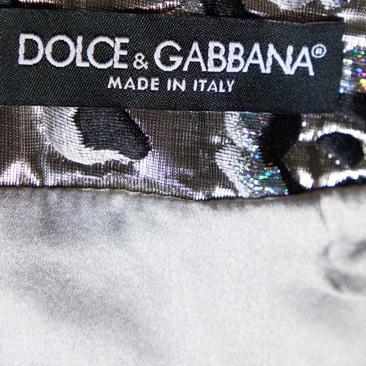 Pre Owned Dolce & Gabbana Metallic Animal Pattern Lurex Mini Skirt M