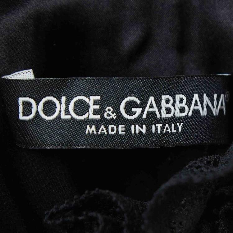 مملوكة مسبقًا Dolce & Gabbana Burgundy Lace Trim Lurex and Velvet Shift Dress S