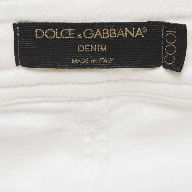 Pre Owned Dolce & Gabbana White Denim Flared Jeans S Waist 25"