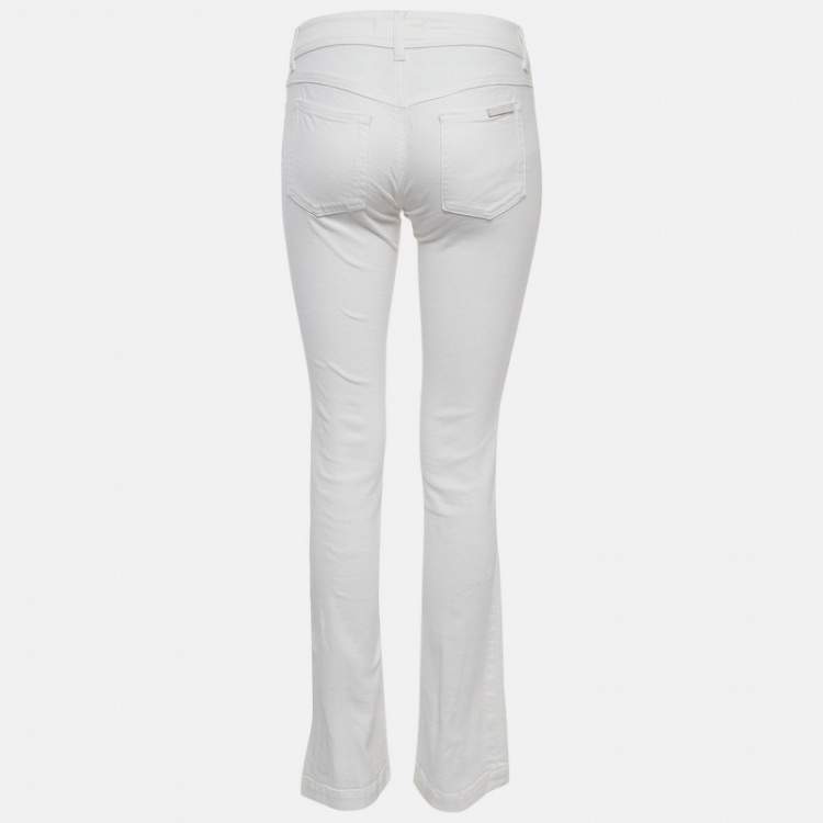 Pre Owned Dolce & Gabbana White Denim Flared Jeans S Waist 25"