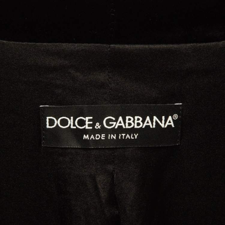 Pre Owned Dolce & Gabbana Gold Sequin Toggle Up Blazer M