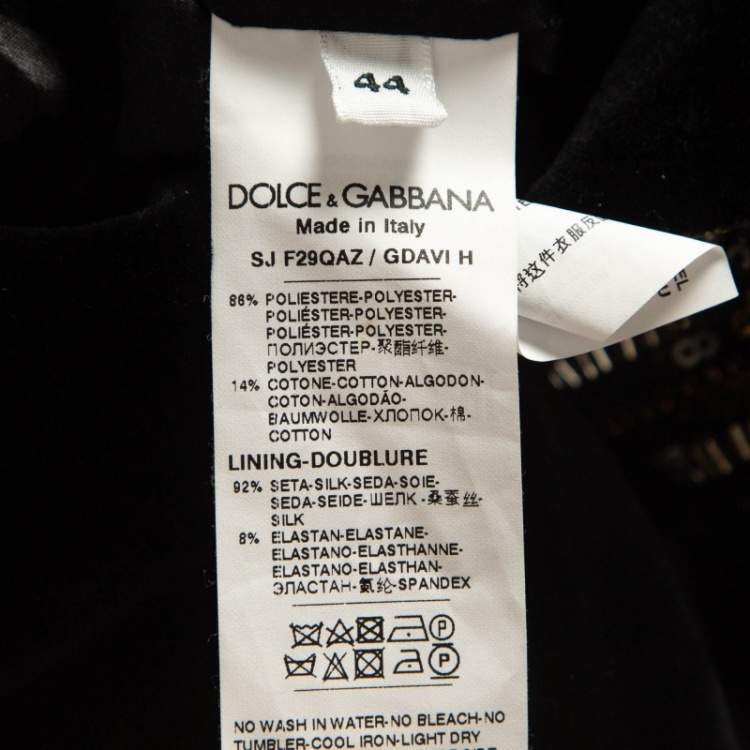 Pre Owned Dolce & Gabbana Gold Sequin Toggle Up Blazer M