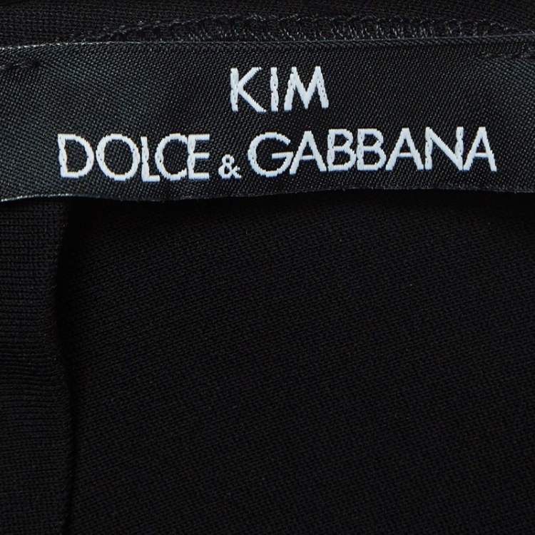 Pre Owned Dolce & Gabbana Kim Black Jersey Rhinestone Embellished Midi Dress S