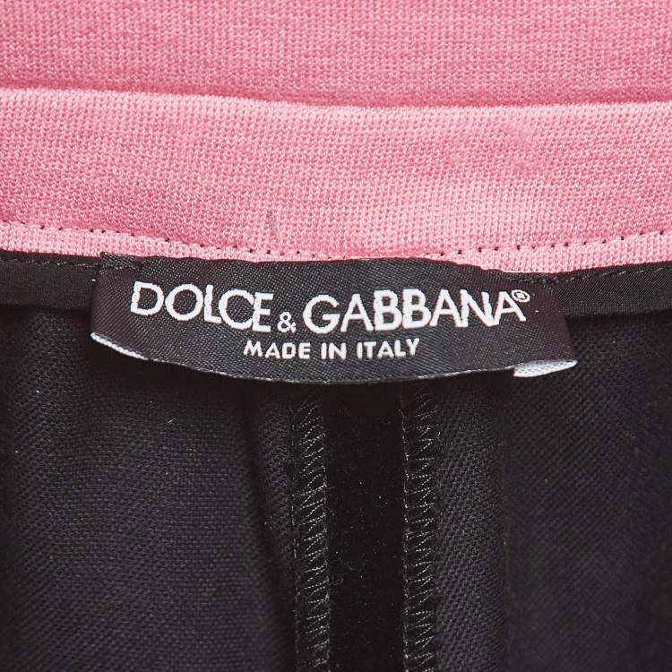 Pre Owned Dolce & Gabbana Black Side Stripe Velvet Joggers M