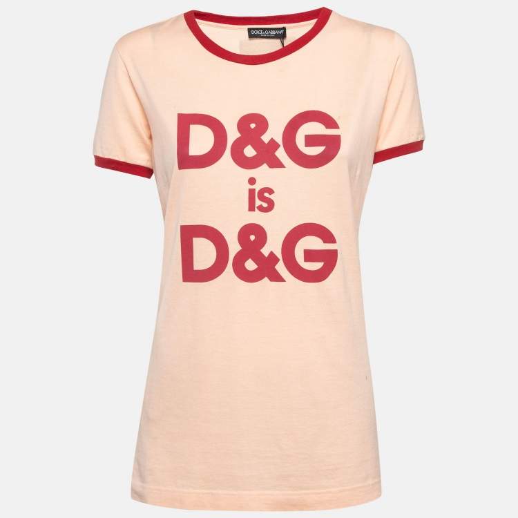 مملوكة مسبقًا Dolce & Gabbana Pink D&G Print Cotton T-Shirt S