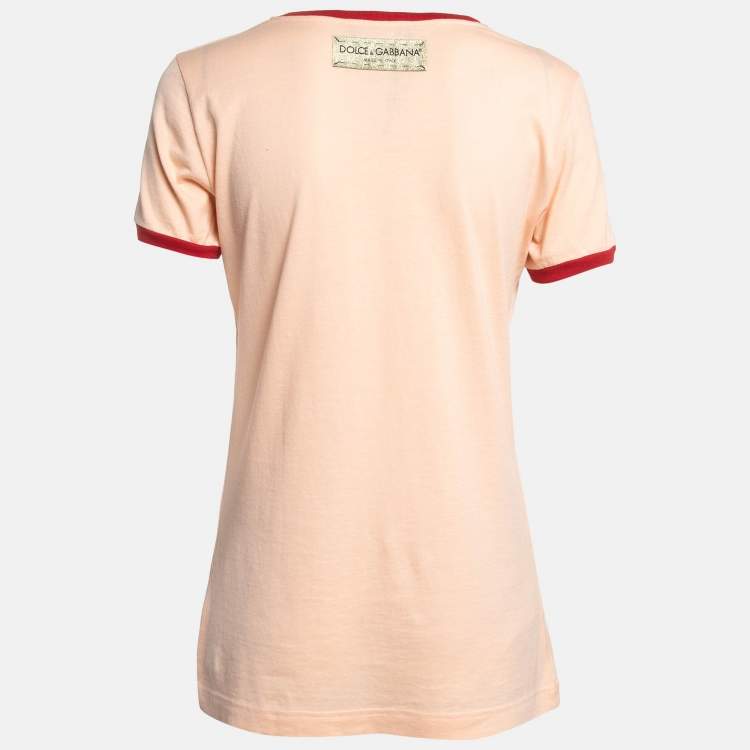 مملوكة مسبقًا Dolce & Gabbana Pink D&G Print Cotton T-Shirt S