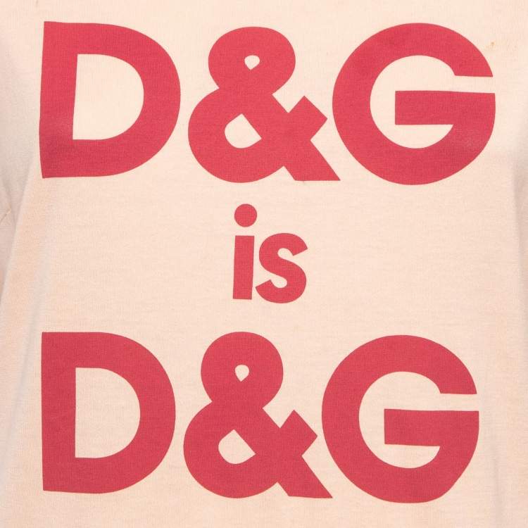 مملوكة مسبقًا Dolce & Gabbana Pink D&G Print Cotton T-Shirt S