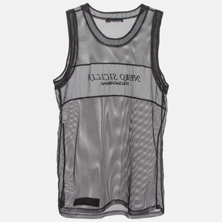 Pre Owned Dolce & Gabbana Black Silk Trim Mesh Sheer Tank Top S