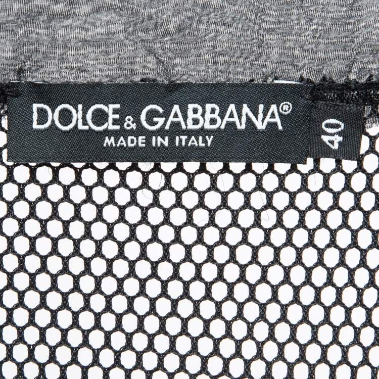 Pre Owned Dolce & Gabbana Black Silk Trim Mesh Sheer Tank Top S