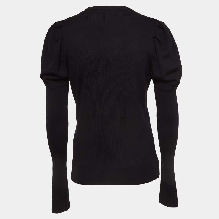 Pre Owned Dolce & Gabbana Black Floral Embroidered Wool Sweater M