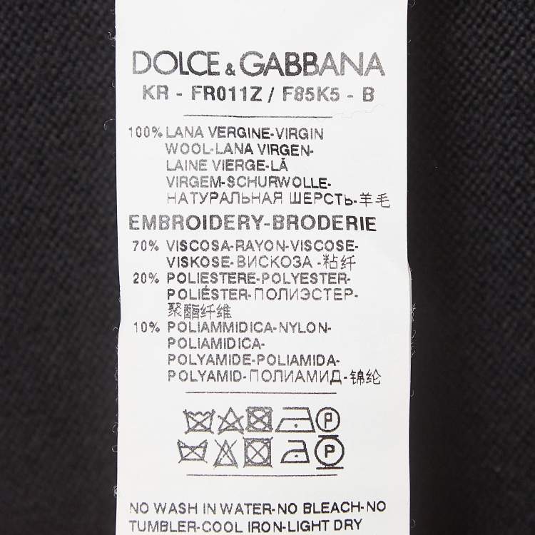 Pre Owned Dolce & Gabbana Black Floral Embroidered Wool Sweater M