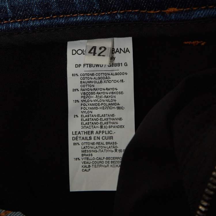 Pre Owned Dolce & Gabbana Black/Blue Lace and Denim Jeans M Waist 31"