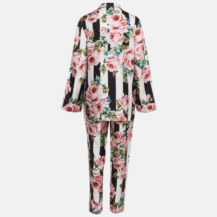 Pre Owned Dolce & Gabbana Multicolor Printed Silk Pajama Shirt Set M