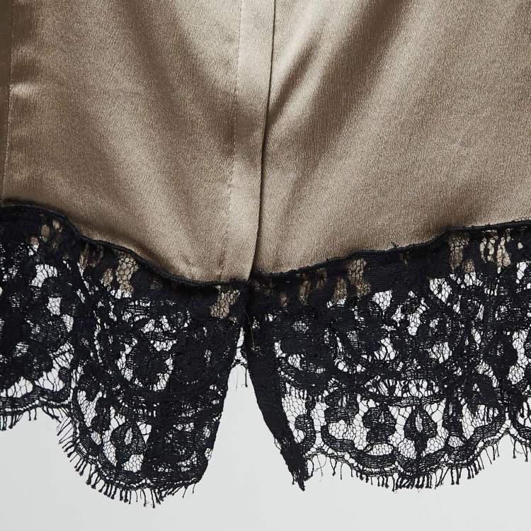 Pre Owned Dolce & Gabbana Beige Silk Blend Lace Trim Camisole Top S