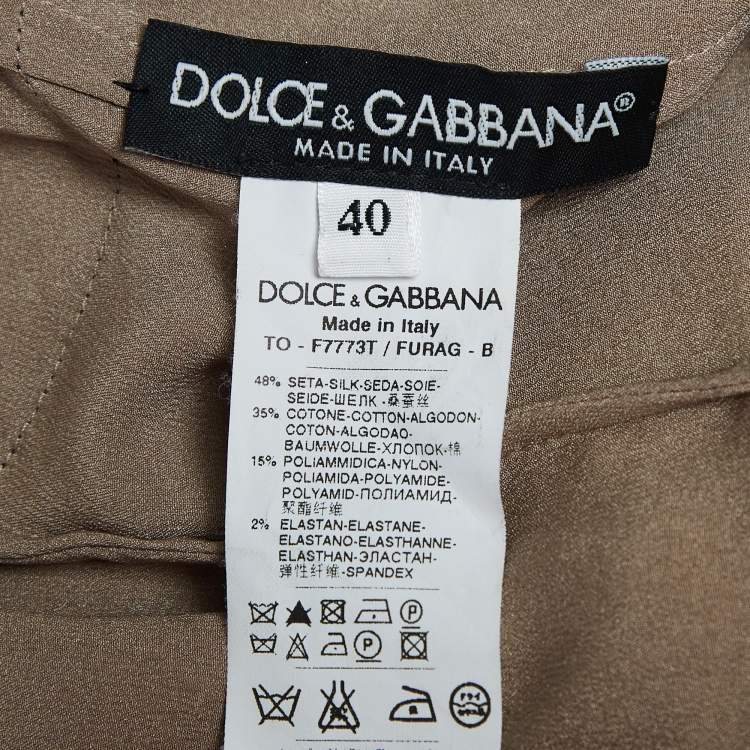Pre Owned Dolce & Gabbana Beige Silk Blend Lace Trim Camisole Top S