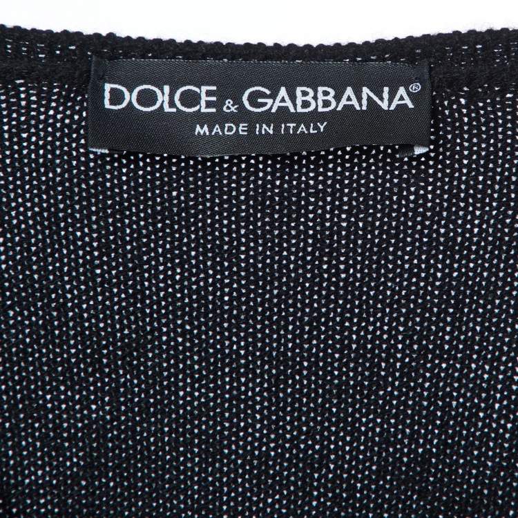 Pre Owned Dolce & Gabbana Black Cashmere Brooch Embellished Sweater L