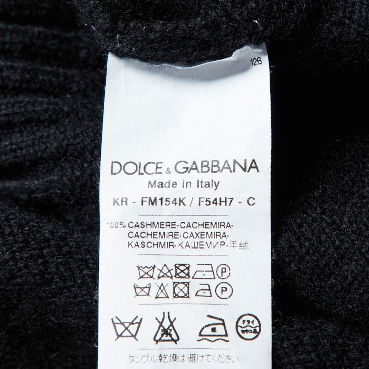 Pre Owned Dolce & Gabbana Black Cashmere Brooch Embellished Sweater L