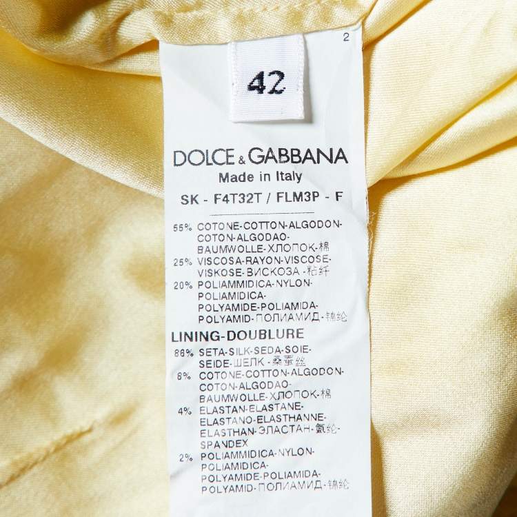 Pre Owned Dolce & Gabbana Yellow Floral Lace Knee Length Skirt M