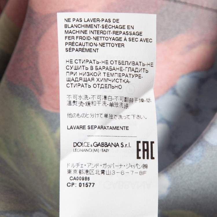 Pre Owned Dolce & Gabbana Multicolor Meadow Print Satin Shirt L