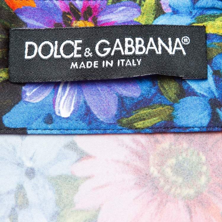 Pre Owned Dolce & Gabbana Multicolor Meadow Print Satin Shirt L