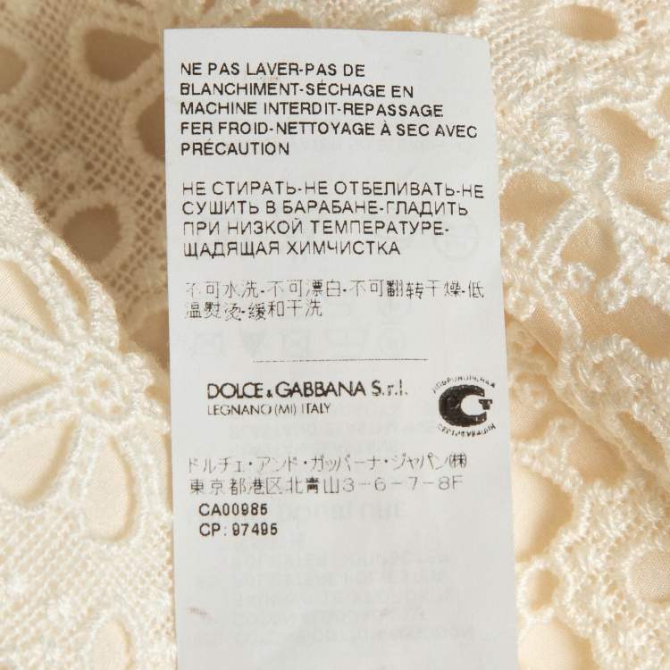 Pre Owned Dolce & Gabbana White Floral Cotton Lace Shorts S