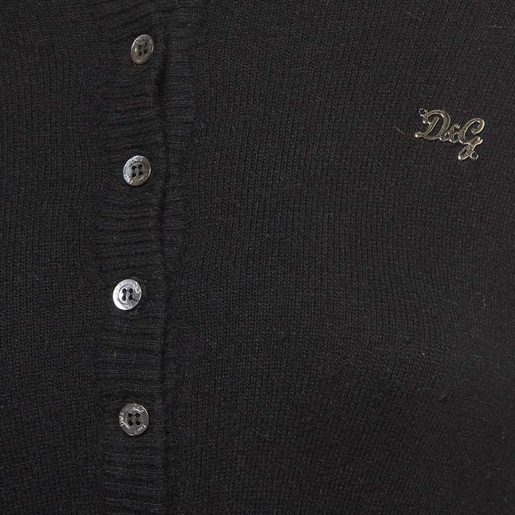 Pre Owned Dolce & Gabbana Black Wool Knit Cardigan and Top Set S