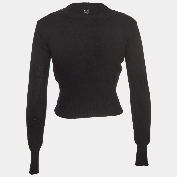 Pre Owned Dolce & Gabbana Black Wool Knit Cardigan and Top Set S