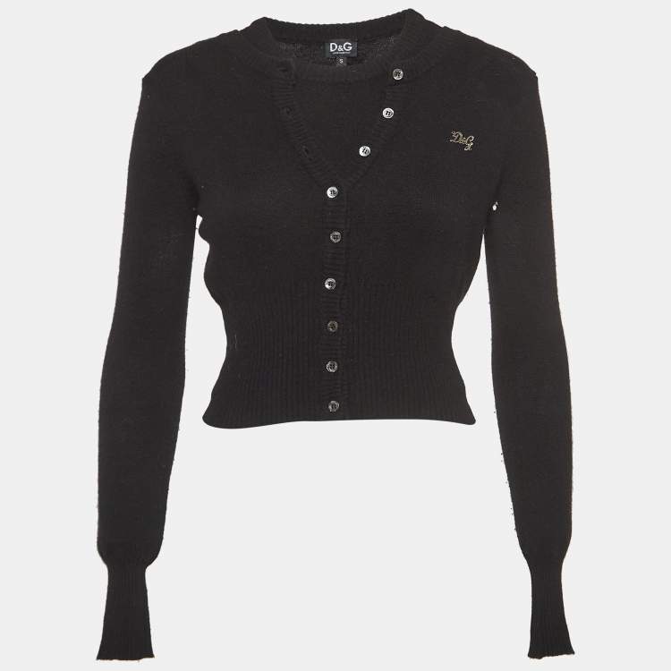 Pre Owned Dolce & Gabbana Black Wool Knit Cardigan and Top Set S