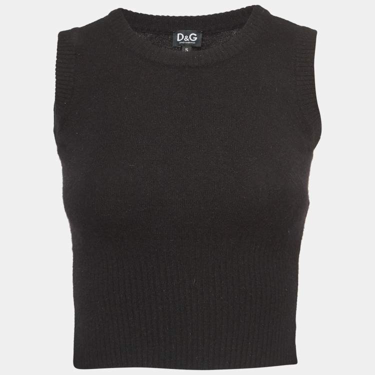Pre Owned Dolce & Gabbana Black Wool Knit Cardigan and Top Set S