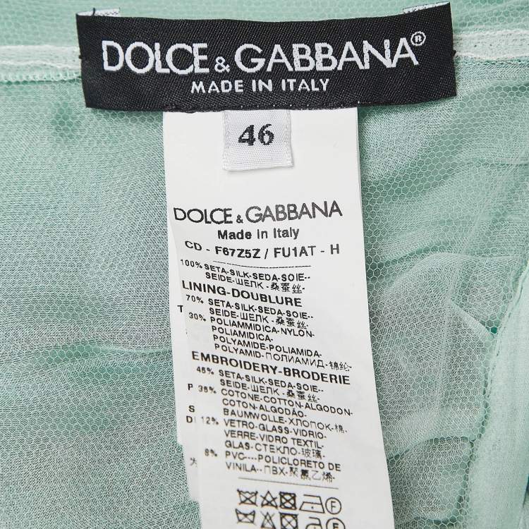 مملوكة مسبقًا Dolce & Gabbana Green Embellished Silk Blend Short Dress L