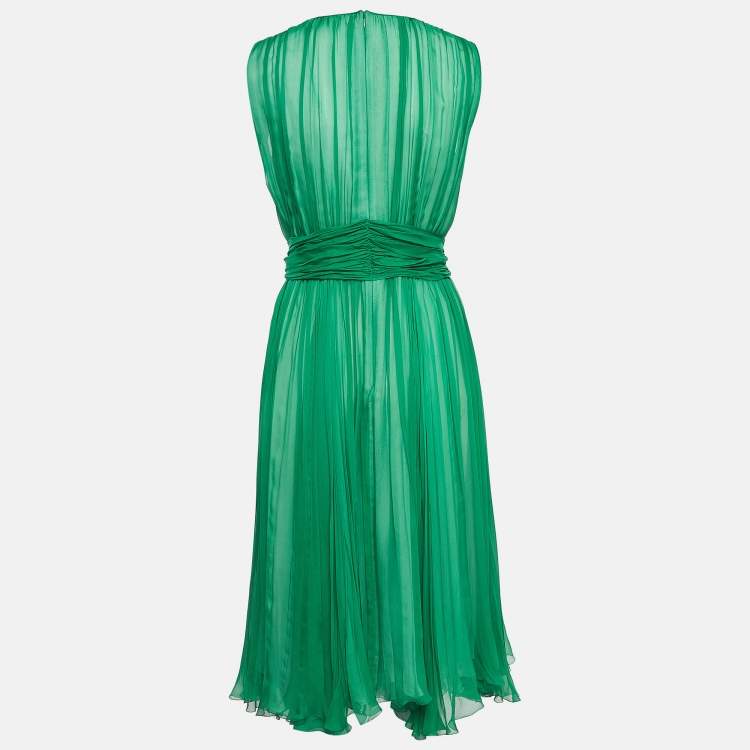 مملوكة مسبقًا Dolce & Gabbana Green Embellished Silk Blend Short Dress L