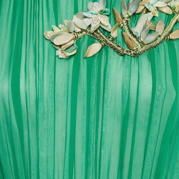 مملوكة مسبقًا Dolce & Gabbana Green Embellished Silk Blend Short Dress L