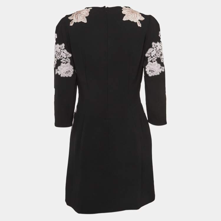 Dolce & Gabbana Black Floral Embroidered Crepe Mini Dress L Dolce & Gabbana  | TLC