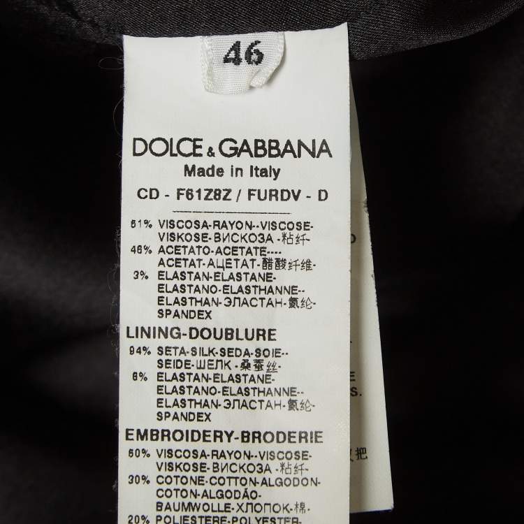 Pre Owned Dolce & Gabbana Black Floral Embroidered Crepe Mini Dress L