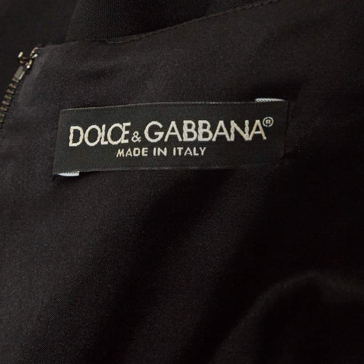 Pre Owned Dolce & Gabbana Black Floral Embroidered Crepe Mini Dress L