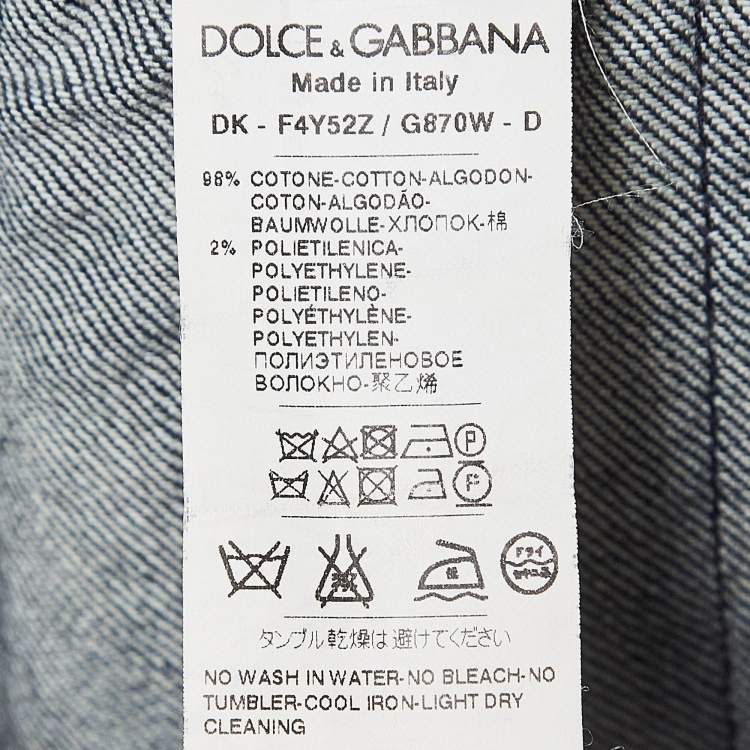 Pre Owned Dolce & Gabbana Blue Lace Embroidered Denim Skirt S