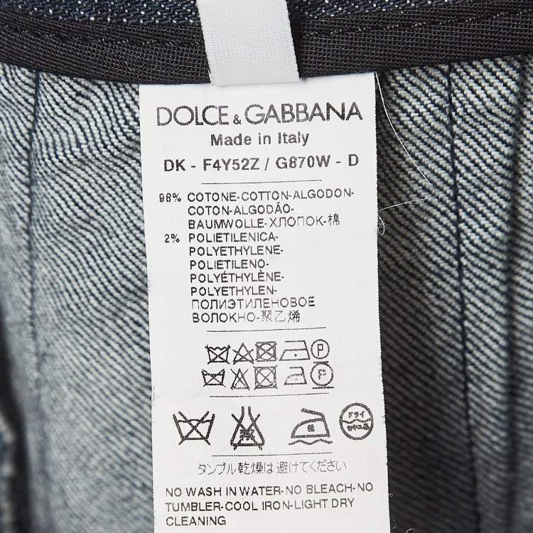 Pre Owned Dolce & Gabbana Blue Lace Embroidered Denim Skirt S